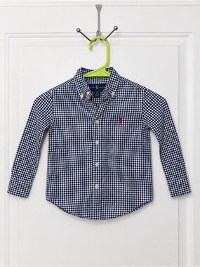 Ralph Lauren Navy & White Gingham Button-Down Shirt